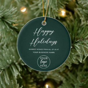 Business Holiday Greetings  Ceramic Ornament
