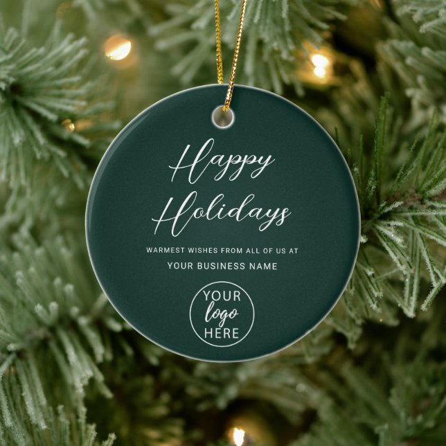 Business Holiday Greetings  Ceramic Ornament (Tree)