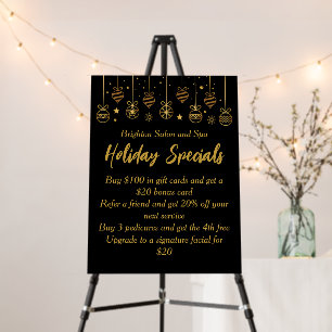 Business Holiday Specials Custom Black Gold Foam Board