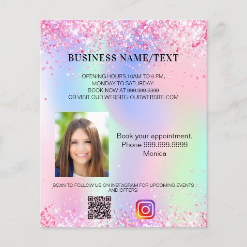 Business holographic photo qr code instagram flyer | Zazzle