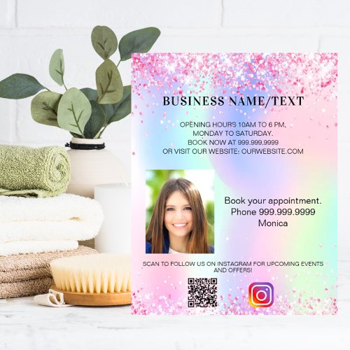 Business holographic photo qr code instagram flyer