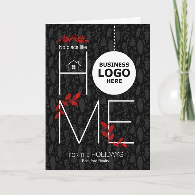 Business Home for the Holidays Company Logo Holiday Card (Front)