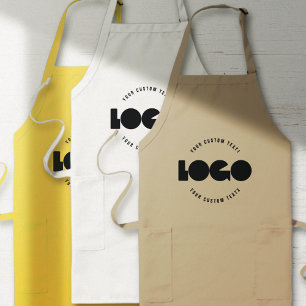 Business horizontal logo +text Custom with pockets Long Apron