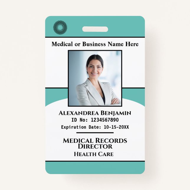 Business Hospital Medical Employee Photo Id Logo Badge (Front)