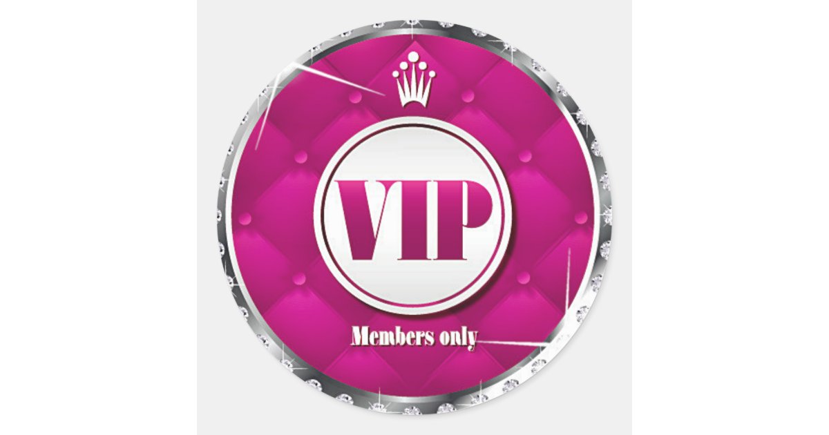 Business Hot Pink Diamond VIP Classic Round Sticker | Zazzle