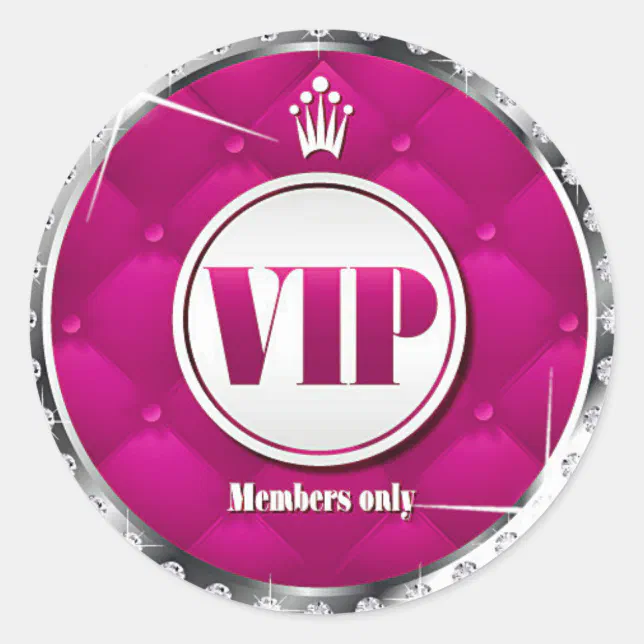 Business Hot Pink Diamond VIP Classic Round Sticker | Zazzle