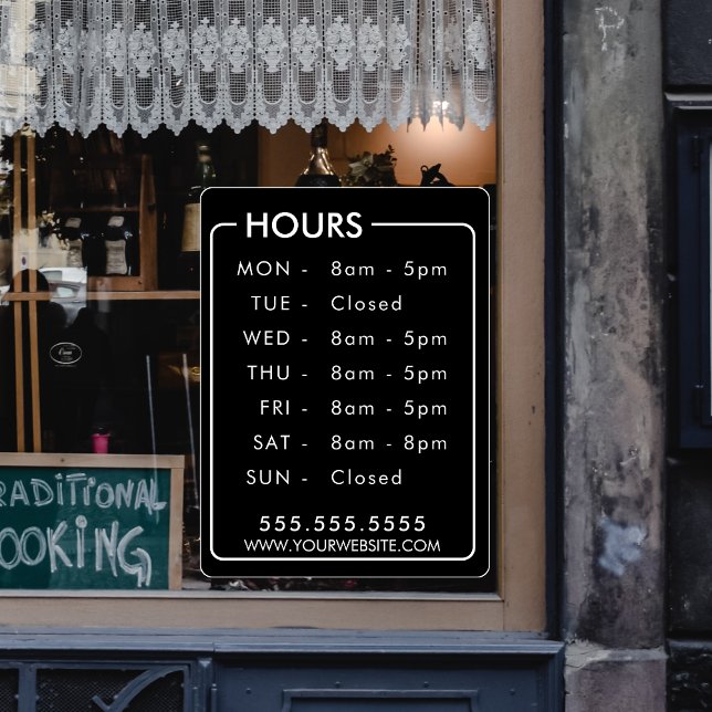 Business Hours Custom Store Window Personalized Cling (Creator Uploaded)