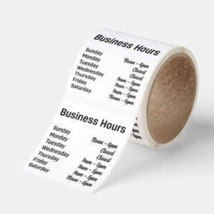 Business Hours Customizable Open Close Roll Square Sticker