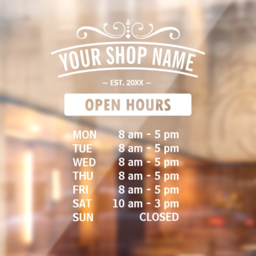 Business Hours ID872 Window Cling