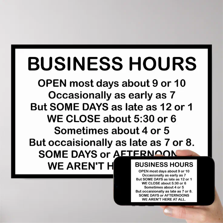 Business Hours Poster | Zazzle