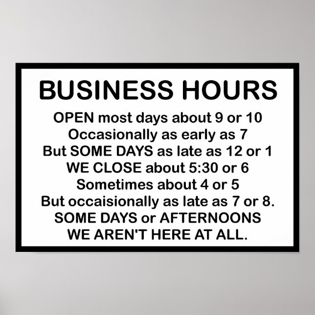 Business Hours Poster (Front)