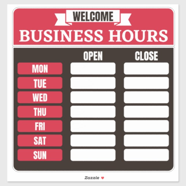 Business Hours Sign,Hours of Operation Signs  Sticker (Sheet)