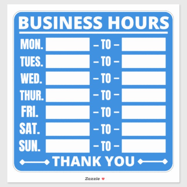 Business Hours Sign,Hours of Operation Signs  Sticker (Sheet)