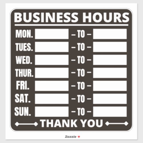 Business Hours SignHours of Operation Signs  Sticker