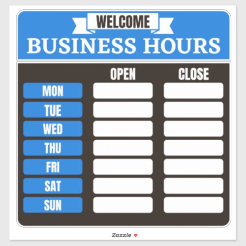 Business Hours Sign Sticker