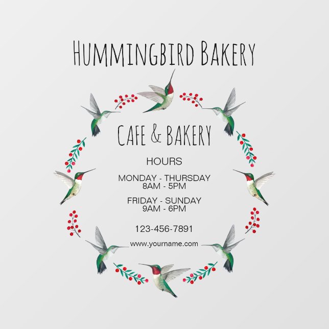 Business Hummingbird Wreath Window Cling (Sheet)