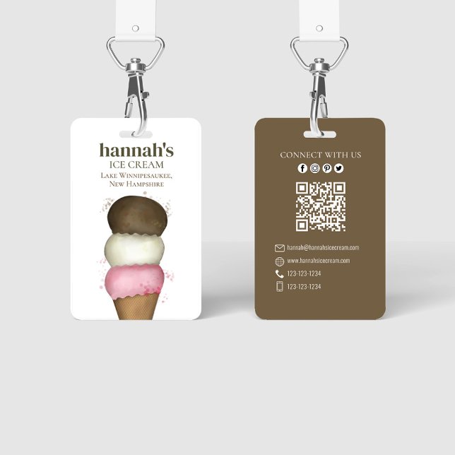 Business Ice Cream Cone QR Code Template Badge (Business Bade Ice Cream Cone)