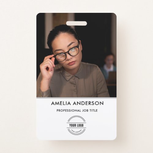 Business ID Card  Modern Large Photo Employee Bad Badge