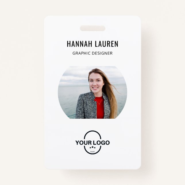 Business ID Card | Modern Large Photo Employee Bad Badge (Front)