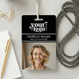 Business ID Card QR Modern Large Photo Employee Badge