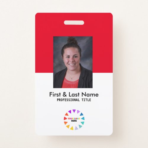 Business ID Employee Custom Personalized Red Badge