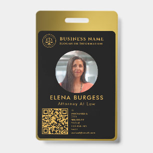 Business ID Logo Attorney Black Gold Badge