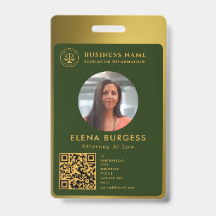 Business ID Logo   Attorney Dark Green Gold Badge