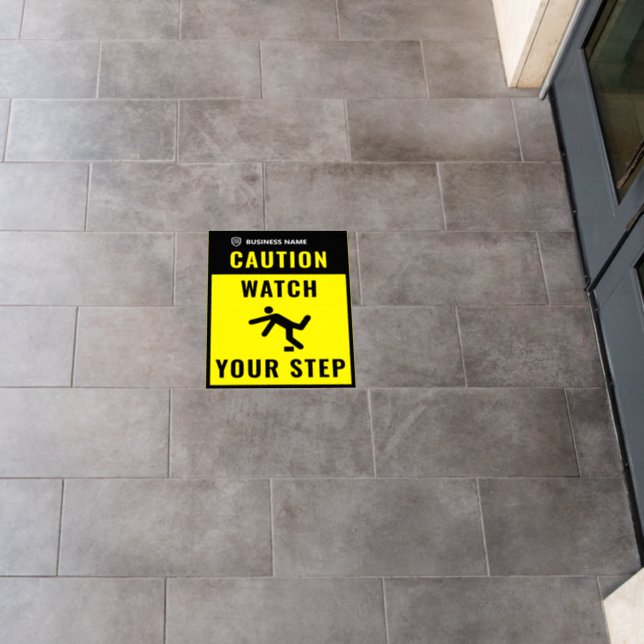 Business ID Logo | Caution Watch Your Step Floor Decals (Restaurant)
