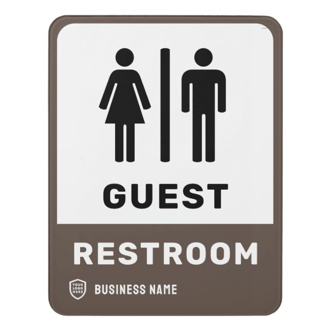 Business ID Logo | Guest Restroom Door Sign (Contemporary Vert)
