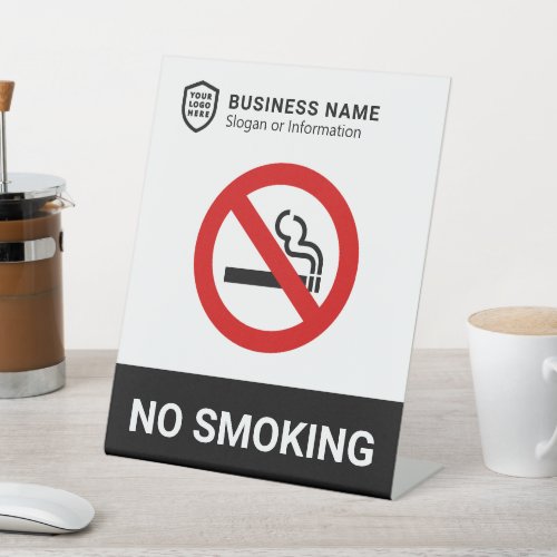 Business ID Logo  No Smoking  Pedestal Sign