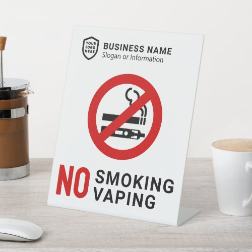 Business ID Logo  No Smoking Vaping Pedestal Sign