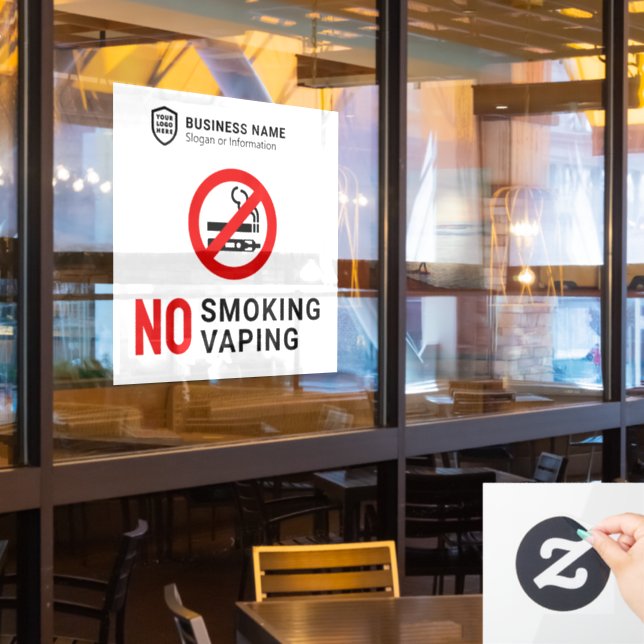 Business ID Logo | No Smoking Vaping Window Cling (Restaurant Window)