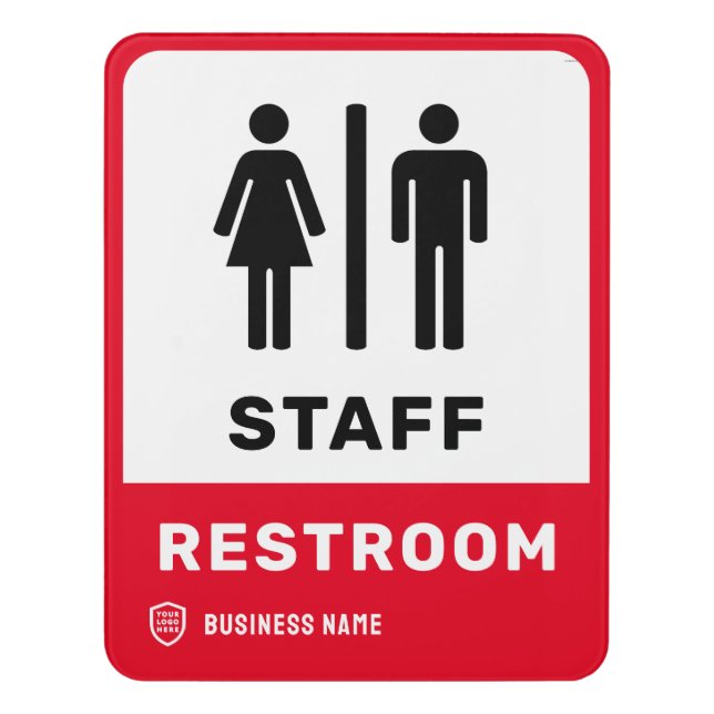 Business ID Logo | Staff Restroom Door Sign (Contemporary Vert)