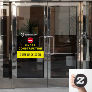 Business ID Logo Under Construction Window Cling