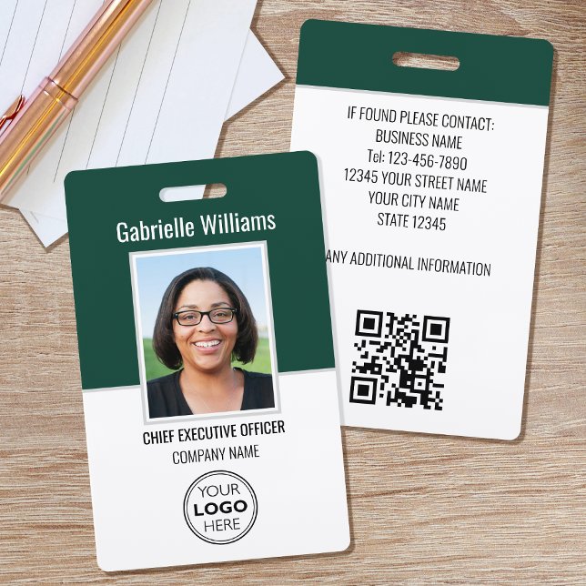 Business ID Photo Security Modern Green Badge (Creator Uploaded)