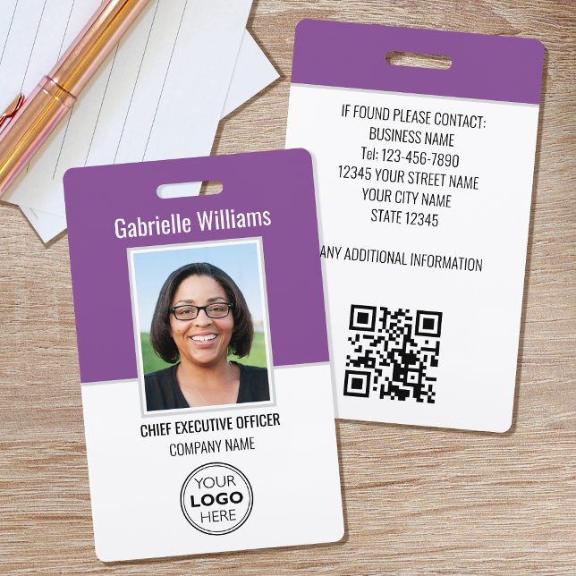 Business ID Photo Security Modern Purple Badge (Creator Uploaded)