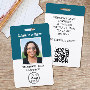 Business ID Photo Security Modern Teal Badge