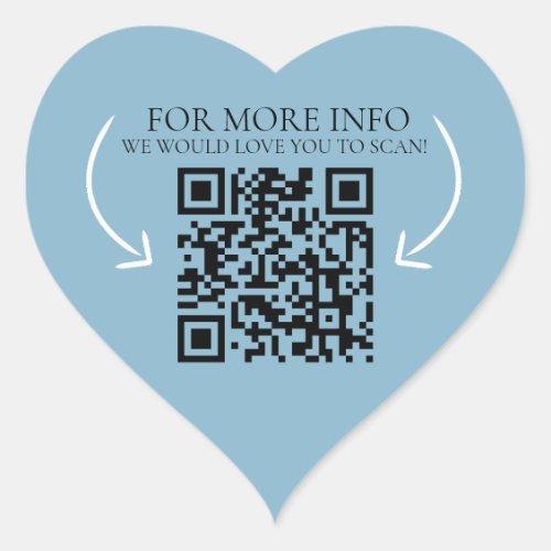 Business info website marketing QR code muted blue Heart Sticker