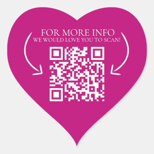 Business info website marketing QR code pink white Heart Sticker