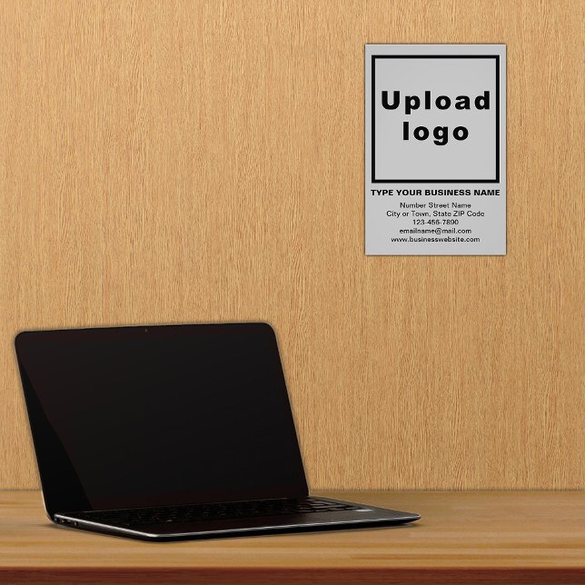 Business Information Gray Background Photo Print (Advertise your business. Build brand name awareness. Your business brand on gray photo paper.)