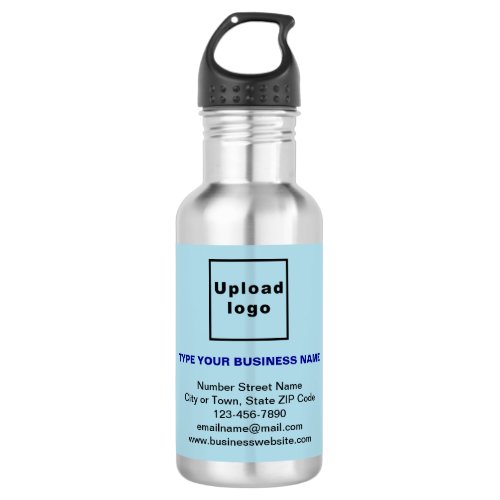 Business Information Light Blue Label Stainless Steel Water Bottle