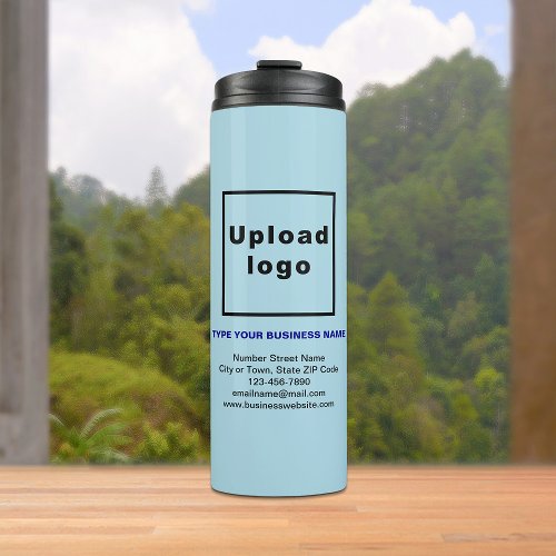 Business Information Light Blue Thermal Tumbler