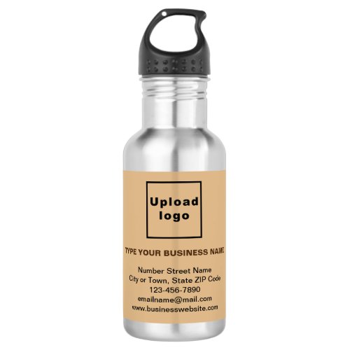 Business Information Light Brown Label Stainless Steel Water Bottle
