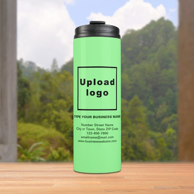 Business Information Light Green Thermal Tumbler (Build brand name awareness. Your business brand on light green thermal tumbler.)