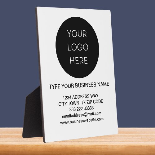 Business Information Logo white minimalist modern Plaque