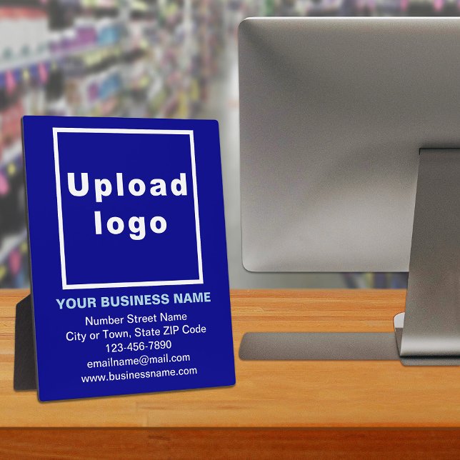 Business Information on Blue Plaque (Advertise your business. Build brand name awareness. Your business brand on blue plaque.)