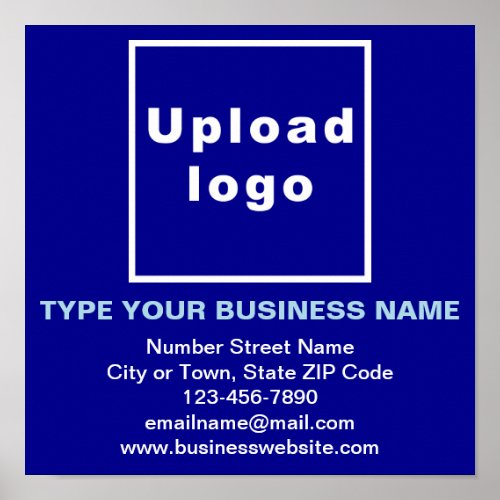 Business Information on Blue Square Poster