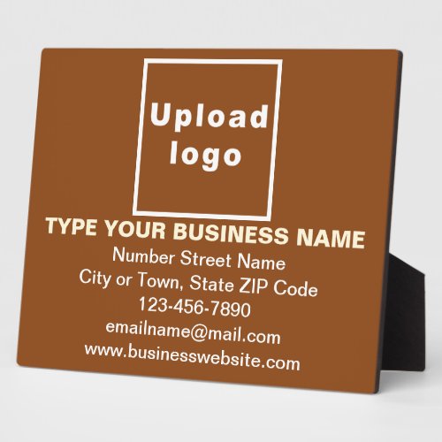 Business Information on Brown Rectangle Plaque