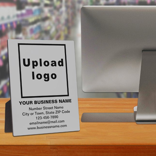 Business Information on Gray Plaque (Advertise your business. Build brand name awareness. Your business brand on gray plaque.)