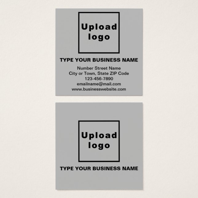 Business Information on Gray Square Profile Card (Front & Back)